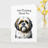 Shih Tzu Hondenliefhebbers | Gewoon aan je denken Kaart (Gele Bloem)