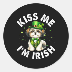 Shih Tzu Hondenliefhebbers Kiss Me I'm Irish Funny Ronde Sticker