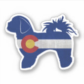Shih Tzu Hondenras Silhouette Colorado Flag Sticker (Voorkant)