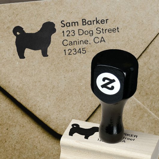 Shih Tzu Hondenras Silhouette Return-adres Rubberstempel