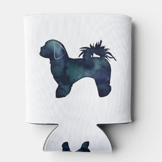 Shih Tzu Hondenras Silhouette Waterverf Blikjeskoeler (Achterkant)