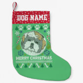 Shih Tzu Hondenras Ugly KerstSweater Kleine Kerstsok (Voorkant)