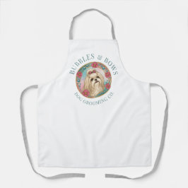 Shih Tzu Hondenverzorgings Schort | Deluxe Wit
