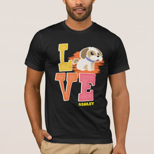 Shih tzu houdt van schattige kleur t-shirt (Voorkant)