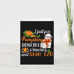 Shih Tzu I Herfst voor pompoenen Bonfires Smores e Kaart