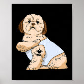 Shih Tzu I Love mama Tattoo Dog Funny Moederdag Poster (Voorkant)