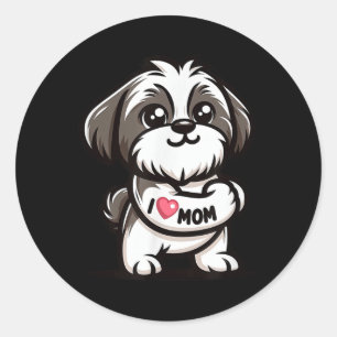 Shih Tzu Ik hou van mama Funny Dog Tattoo Ronde Sticker