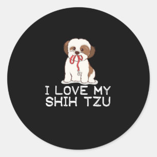 Shih Tzu Ik hou van mijn sjiitische Tzu Ronde Sticker