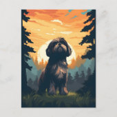 Shih Tzu in bos tijdens zonsondergang Briefkaart (Voorkant)