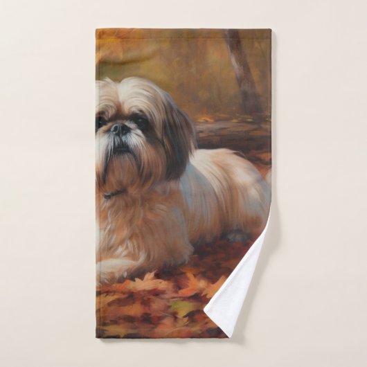 Shih Tzu in de herfst laat Herfst inspireren Bad Handdoek (Handdoek)