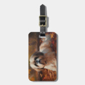 Shih Tzu in de herfst laat Herfst inspireren Bagagelabel (Voorkant verticaal)