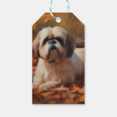 Shih Tzu in de herfst laat Herfst inspireren Cadeaulabel (Achterkant)
