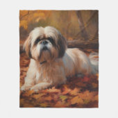 Shih Tzu in de herfst laat Herfst inspireren Fleece Deken (Voorkant)