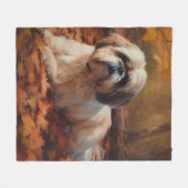 Shih Tzu in de herfst laat Herfst inspireren Fleece Deken (Voorkant (Horizontaal))