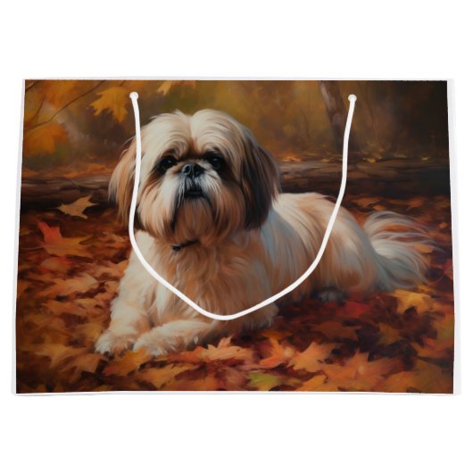 Shih Tzu in de herfst laat Herfst inspireren Groot Cadeauzakje (Voorkant)