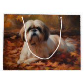 Shih Tzu in de herfst laat Herfst inspireren Groot Cadeauzakje (Achterkant)