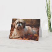 Shih Tzu in de herfst laat Herfst inspireren Kaart (Voorkant)