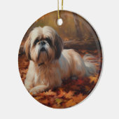 Shih Tzu in de herfst laat Herfst inspireren Keramisch Ornament (Links)