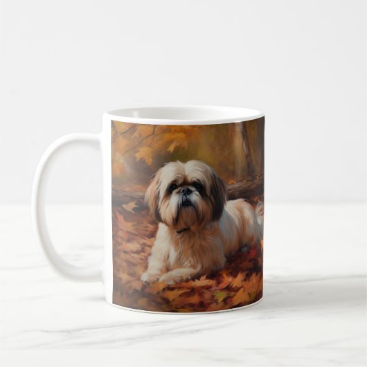 Shih Tzu in de herfst laat Herfst inspireren Koffiemok (Links)