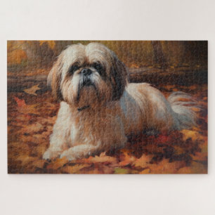 Shih Tzu in de herfst laat Herfst inspireren Legpuzzel