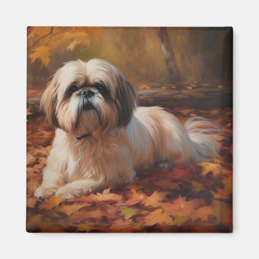Shih Tzu in de herfst laat Herfst inspireren Magneet (Voorkant)