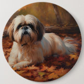 Shih Tzu in de herfst laat Herfst inspireren Ronde Button 6,0 Cm (Voorkant)