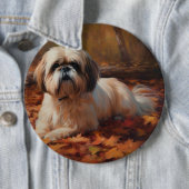 Shih Tzu in de herfst laat Herfst inspireren Ronde Button 6,0 Cm (In situ)