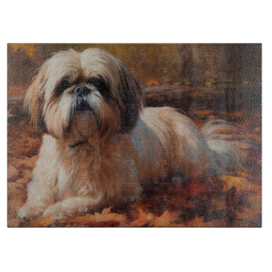 Shih Tzu in de herfst laat Herfst inspireren Snijplank (Voorkant)