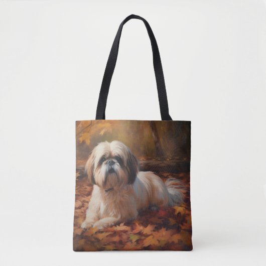 Shih Tzu in de herfst laat Herfst inspireren Tote Bag (Voorkant)