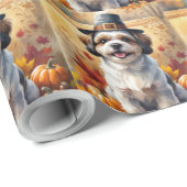 Shih Tzu in de herfst verlaat Thanksgiving kunst Cadeaupapier (Rol Hoek)