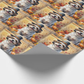 Shih Tzu in de herfst verlaat Thanksgiving kunst Cadeaupapier (Hoek)
