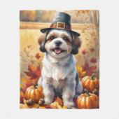 Shih Tzu in de herfst verlaat Thanksgiving kunst Fleece Deken (Voorkant)