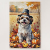 Shih Tzu in de herfst verlaat Thanksgiving kunst Legpuzzel (Verticaal)