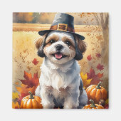 Shih Tzu in de herfst verlaat Thanksgiving kunst Magneet (Voorkant)