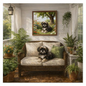 Shih Tzu in de tuin poster