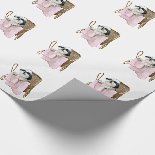 Shih tzu in het baby vervoer cadeaupapier (Hoek)