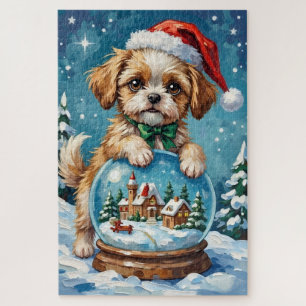 Shih Tzu in Kerstsneeuwbolhoed Legpuzzel