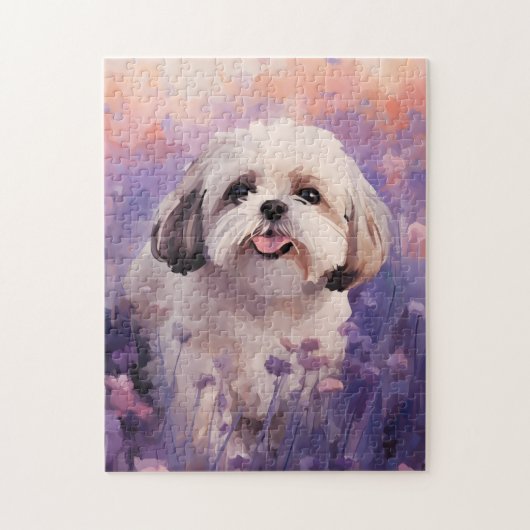Shih Tzu in Lavendel veld Legpuzzel (Verticaal)