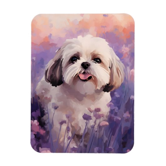 Shih Tzu in Lavendel veld Magneet (Verticaal)