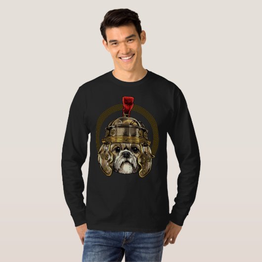Shih Tzu In Romeinse Helm Centurion Legionaire Hon T-shirt (Voorkant volledig)