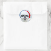 Shih Tzu in Santa hoed Ronde Sticker (Tas)