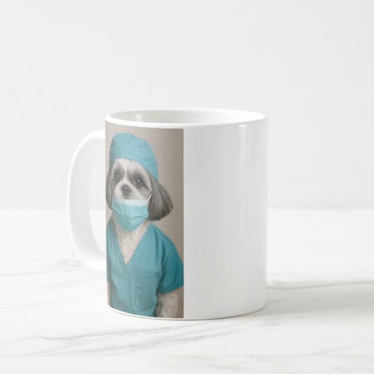 Shih Tzu in Scrubs Koffiemok (Voorkant links)