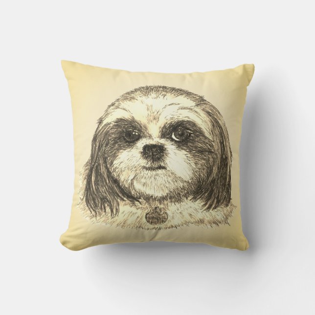Shih Tzu in Sepia Kussen (Voorkant)