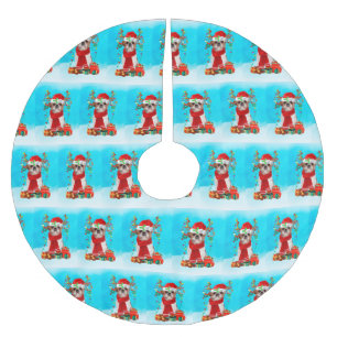 Shih Tzu in sneeuw met kerstcadeaus Kerstboom Rok