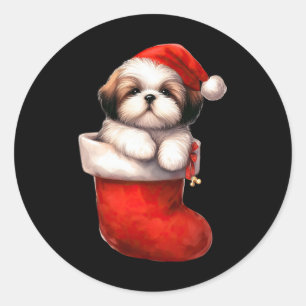 Shih Tzu in Sock Kerstkerstkerstkerstkerstkerstker Ronde Sticker