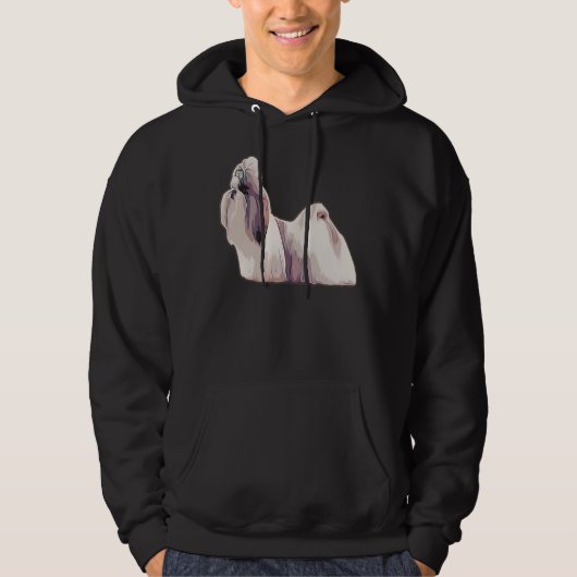 Shih Tzu in volle jas kleurrijke silhouet leeuw ho Hoodie (Voorkant)