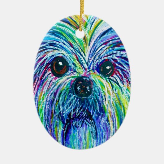 Shih Tzu Intense Colors Keramisch Ornament (Voorkant)
