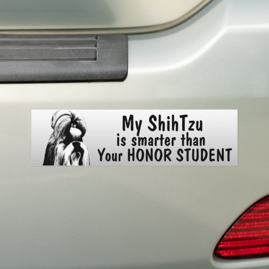 Shih Tzu is slimmer dan eerling student - grappig Bumpersticker (Op auto)
