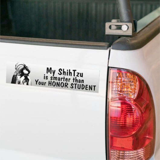 Shih Tzu is slimmer dan eerling student - grappig Bumpersticker (Op Truck)