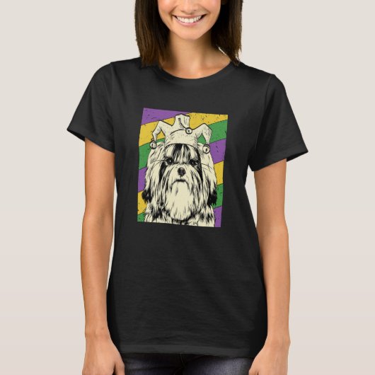 Shih Tzu Jester Mardi Gras Dog Mom or Dad T-shirt (Voorkant)